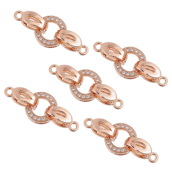5 Sets Brass Micro Pave Clear Cubic Zirconia Fold Over Clasps