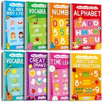 #tiktokmademebuyit 8 Pcs Reusable Grooved Handwriting Workbooks,Early Learning,8 Books–Alphabet,Number,Math,Vocabulary,Draw...