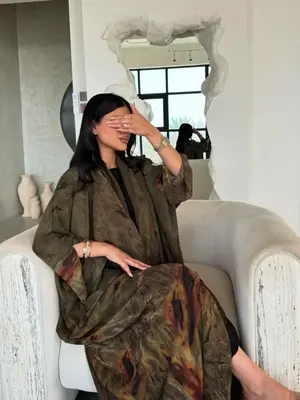 Women's Tie Dye Print   Abaya, Modest Casual Long Sleeve Outerwear for Daily Wear, Ladies Islamic Clothing for All Seasons