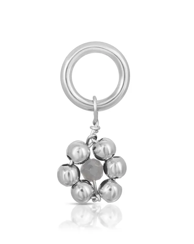 Flowercita March Aquamarine Charm | Metal Color: Silver