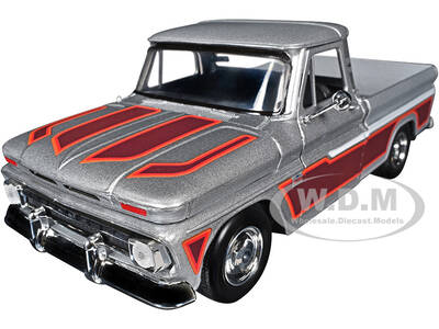 1966 Chevrolet C10 Fleetside Pickup Truck Silver Metallic with Brown Sides American Classics Series 1/24 Diecast Model Car ...