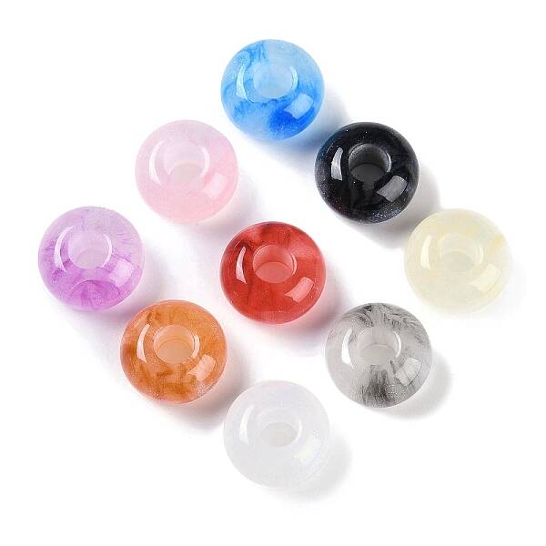 Resin European Beads with Glitter Powder