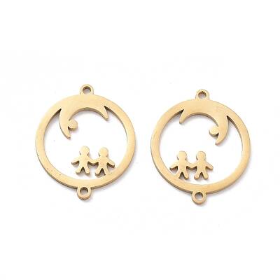 Ion Plating(IP) 304 Stainless Steel Hollow Connector Charms