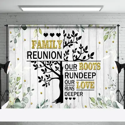 Grey Wooden Plant Leaf Tree Family Reunion Backdrop