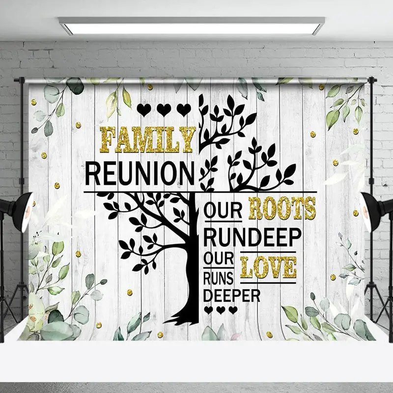 Grey Wooden Plant Leaf Tree Family Reunion Backdrop
