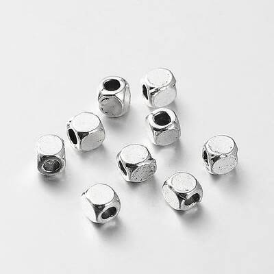 Tibetan Style Alloy Cube Spacer Beads