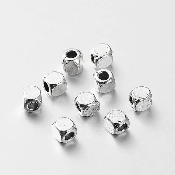 Tibetan Style Alloy Cube Spacer Beads