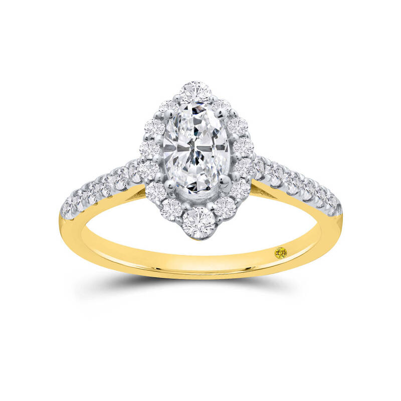 Halo Petal Lab Grown Oval Diamond Engagement Ring | Yellow Gold 1 1/4 CT. TW.