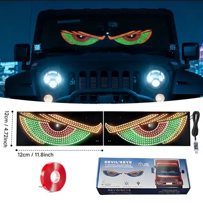 Customizable Programmable LED Devil’s Eye Car Display Sign, Eye-Catching LED Eyes Light for Cars, SUVs, Pickups, Trucks, Va...