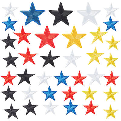 43Pcs 14 Style Star Computerized Embroidery Cloth Iron on/Sew on Patches