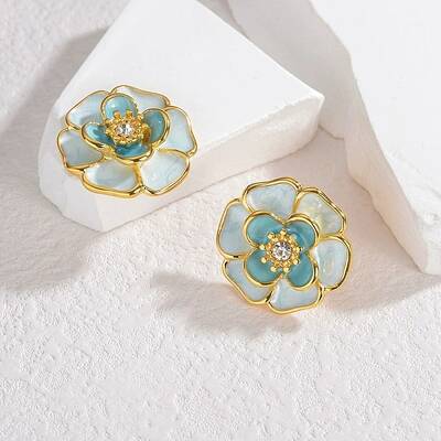 304 Stainless Steel Enamel Stud Earrings