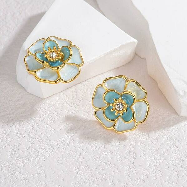 304 Stainless Steel Enamel Stud Earrings