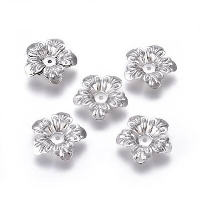 Tarnish Resistant 5-Petal 316 Surgical Stainless Steel Bead Caps