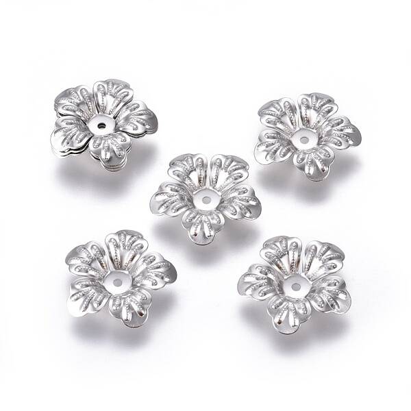 Tarnish Resistant 5-Petal 316 Surgical Stainless Steel Bead Caps