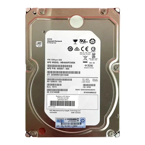 695507-004 HP 4TB 6Gb/s SAS 7200 3.5-Inch Hard Drive