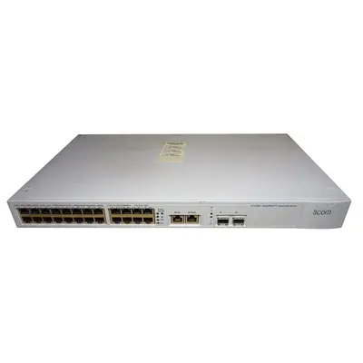 3C17304A-US 3Com 4200 28-Port Gigabit Switch 24 x 10/100Base-TX LAN, 2 x 10/100/1000Base-T LAN 2 x SFP (mini-GBIC) Ethernet S...