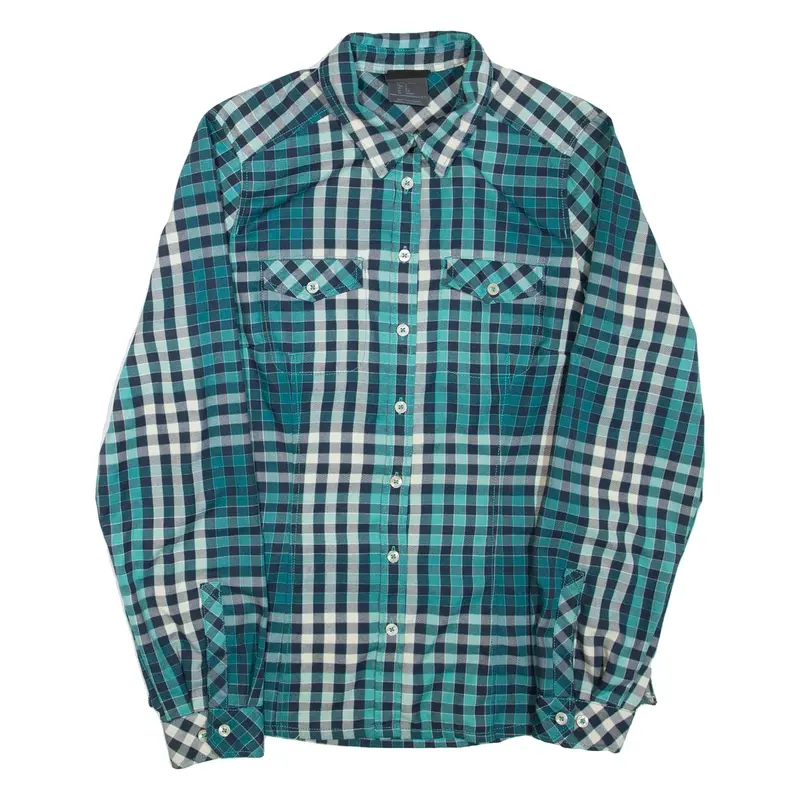JACK WOLFSKIN Womens Shirt Green Check Long Sleeve UK 10