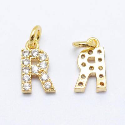 Brass Micro Pave Grade AAA Cubic Zirconia Charms