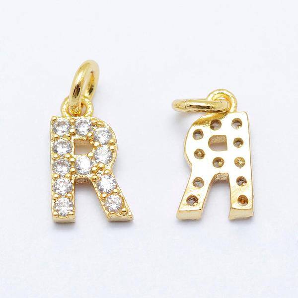 Brass Micro Pave Grade AAA Cubic Zirconia Charms