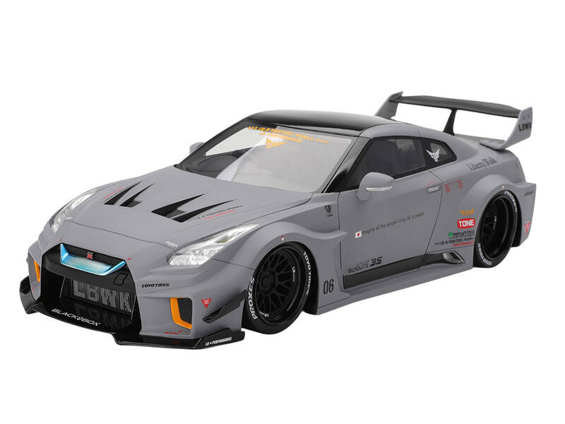 Nissan LB-Silhouette WORKS GT 35GT-RR Ver.1 RHD (Right Hand Drive) Matt Gray with Black Top 1/18 Model Car by Top Speed