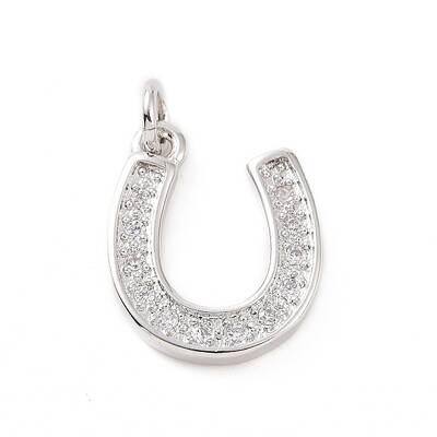 Brass Micro Pave Cubic Zirconia U Shape Charms