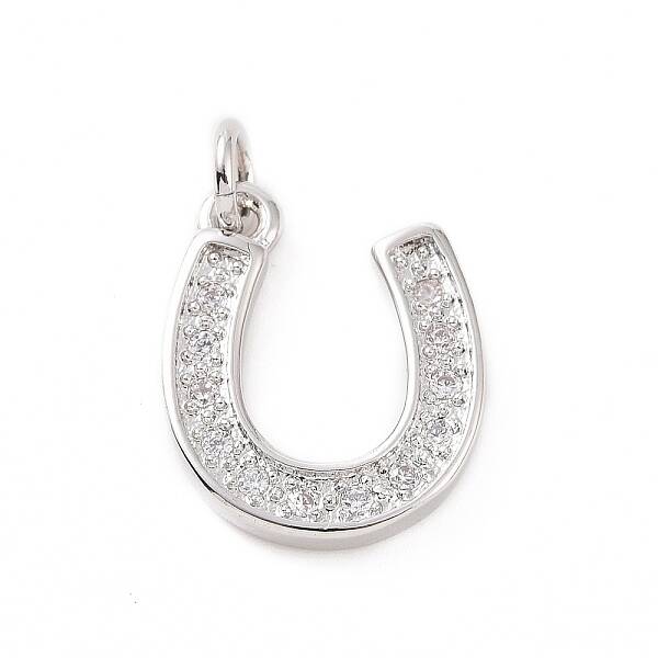 Brass Micro Pave Cubic Zirconia U Shape Charms