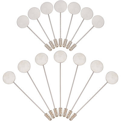 60 Sets 2 Size Round Tray Brass Stick Lapel Pins