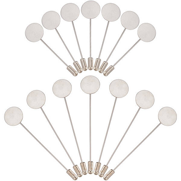 60 Sets 2 Size Round Tray Brass Stick Lapel Pins