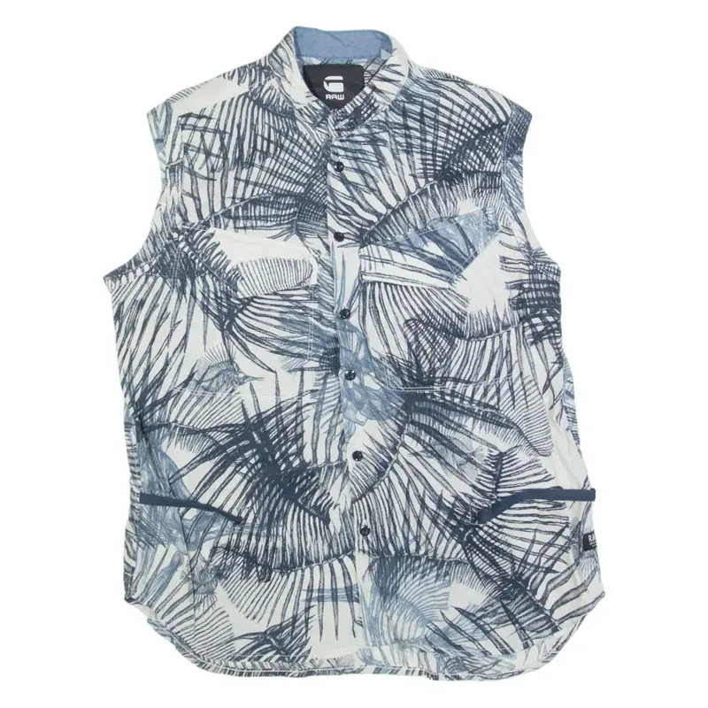 G-STAR Boyfriend Fit Womens Printed Vest Blue Sleeveless Floral S