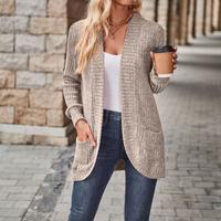 Womens Long Cardigan Lightweight Sweater, Long Sleeve Cardigan Open Front Casual Knit Sweaters with Pockets