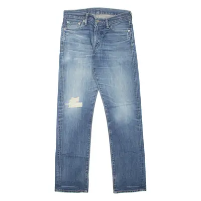 LEVI'S 504 Jeans Distressed Mens Blue Regular Straight Stone Wash W30 L32