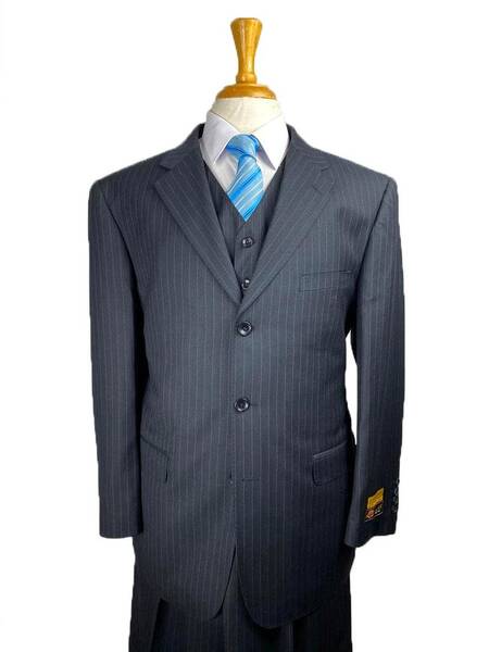 Suits For Big Guys - Suits For Big men Navy-Pinstripe