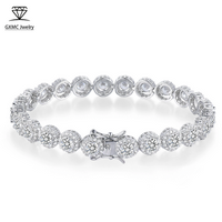 Tennis Bracelet 8mm Round cut VVS Gemstone Flower Shape Bracelet Men and Women Fashion Jewelry.18K gold and white gold - plat...
