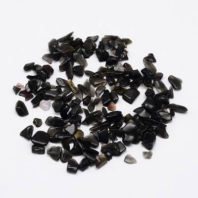 Natural Black Stone Chip Beads