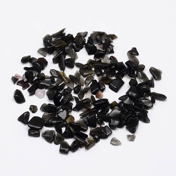 Natural Black Stone Chip Beads