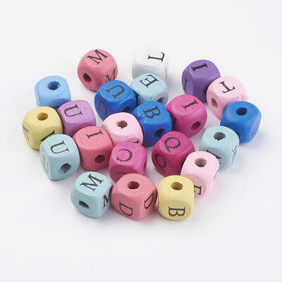 Natural Wood Printed Beads