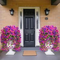 Artificial Flower Hanging Basket, Faux Flower Basket, Decorative Flowers for Home Garden Party Wedding Balcony