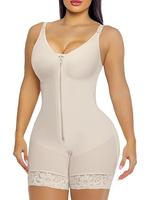 Women's Solid Zipper Shapewear Romper, Tummy Control Butt Lifter Body Shaper, Women's Shapewear for Daily Wear, Womenswear, U...