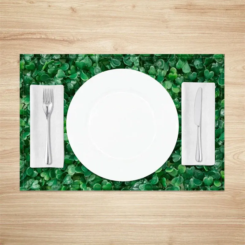 Green Leaves Fabric Spring Dining Set Of 4 Placemats - Aperturee