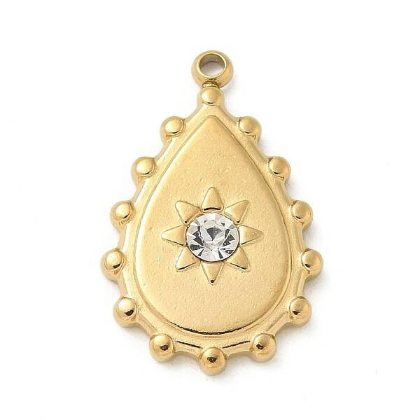 304 Stainless Steel Rhinestone Pendants