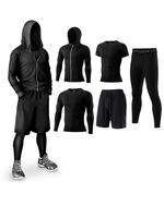 Men's Zipper Hooded Jacket & Top & Short Sleeve Tee & Letter Tape Waist Leggings & Drawstring Shorts, Casual Summer Outfits, ...