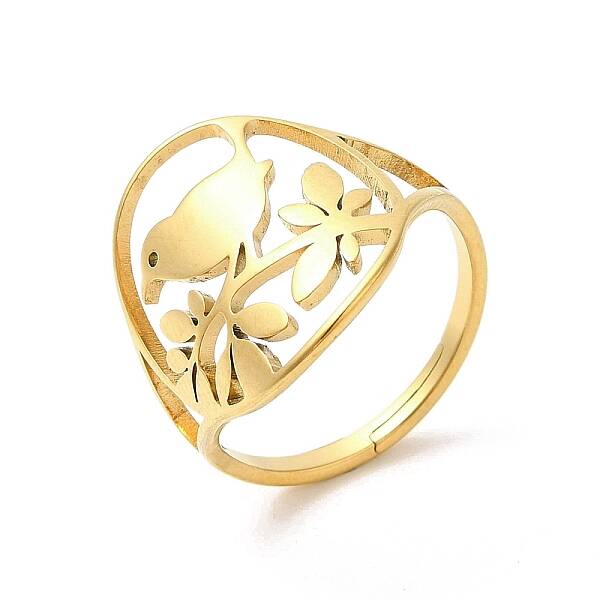 Ion Plating(IP) 304 Stainless Steel Bird Adjustable Ring for Women