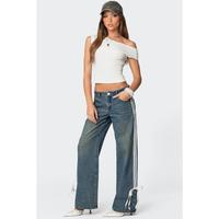Washed Low Rise Ribbon Jeans