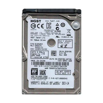 058Y8N Dell 1TB 5400RPM SATA 6Gb/s 8MB Cache 2.5-Inch Hard Drive