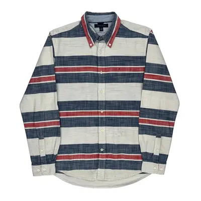 Tommy Hilfiger Striped Shirt - Medium Blue Cotton | Size: medium