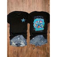 Smell The Sea, Feel The Breeze Women's Casual Short-Sleeve T-Shirt - Round Neck, Beach Graphic Design, Machine Washable, Summ...
