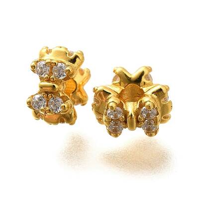 925 Sterling Silver Micro Pave Clear Cubic Zirconia Beads