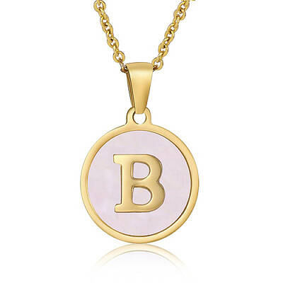 Natural Shell Initial Letter Pendant Necklace
