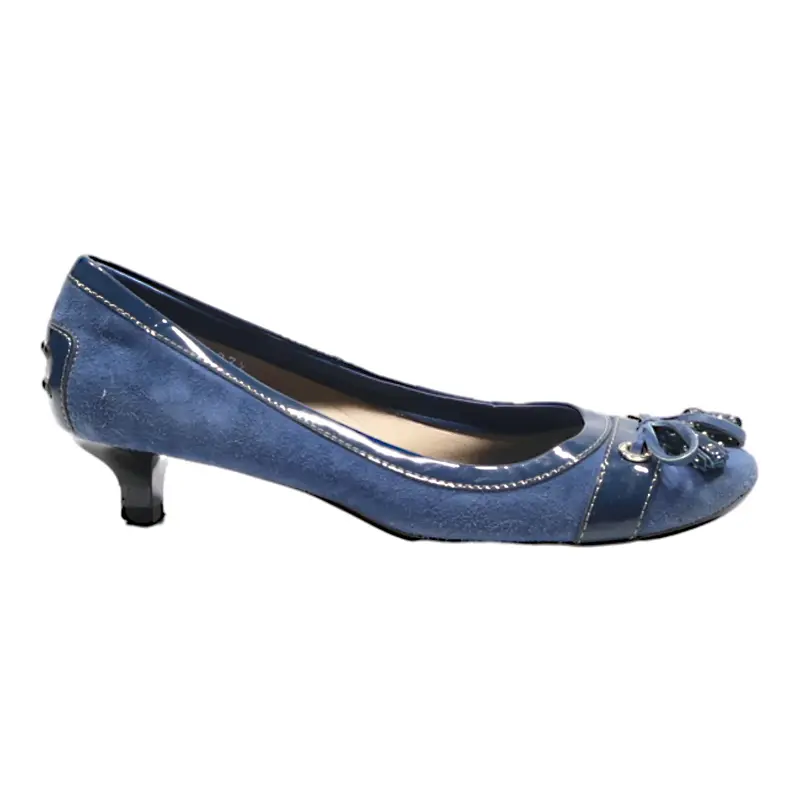 TODS Kitten Heels Blue Suede Womens UK 4.5