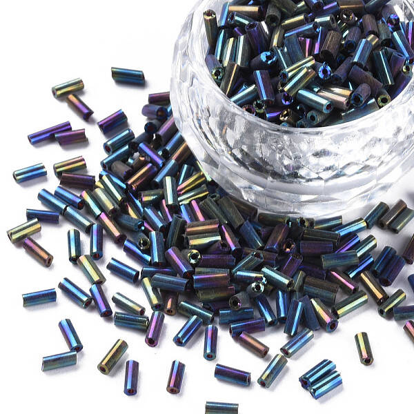 Metallic Colours Glass Bugle Beads